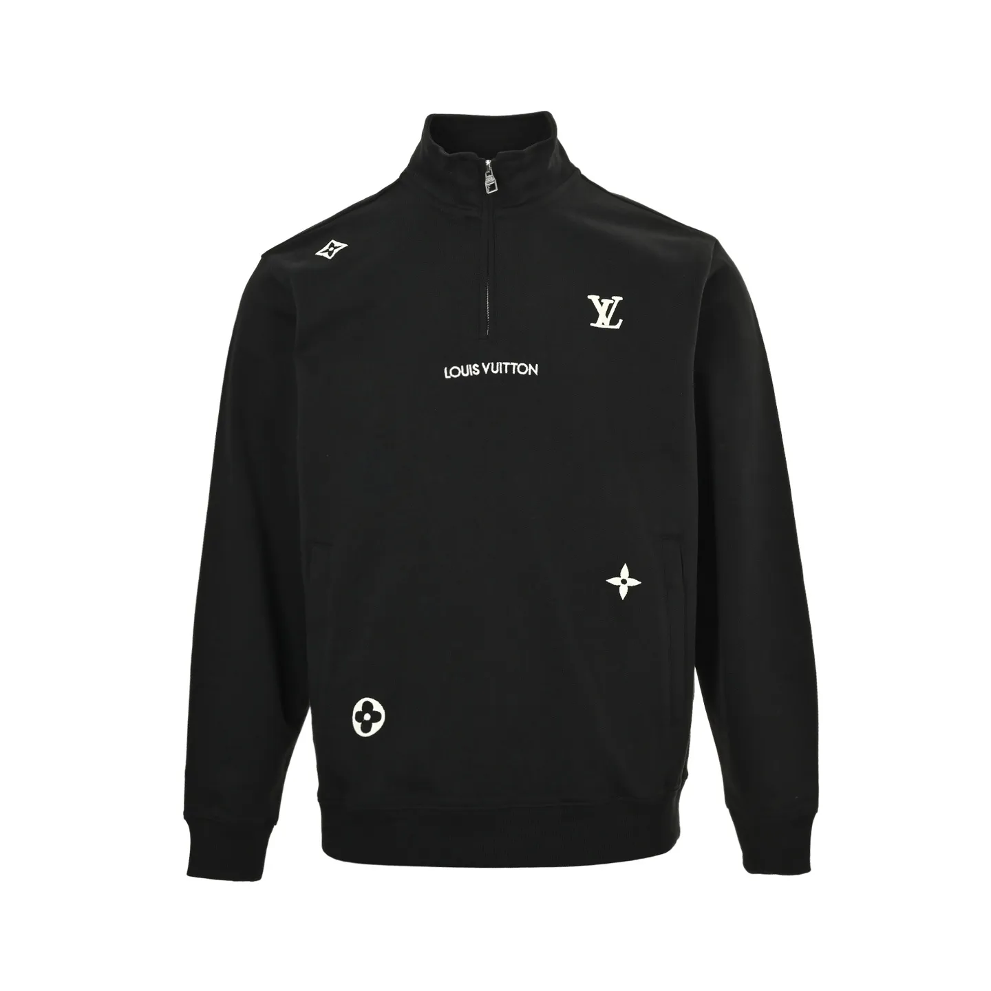 Louis Vuitton/Louis Vuitton 25Fw embroidered presbyopic half-zip sweatshirt